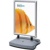 Showdown® Displays Kundenstopper Windtalker silber DIN A0 2 Fächer von Showdown® Displays