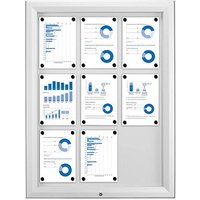 Showdown® Displays Schaukasten T silber 9x DIN A4 von Showdown® Displays