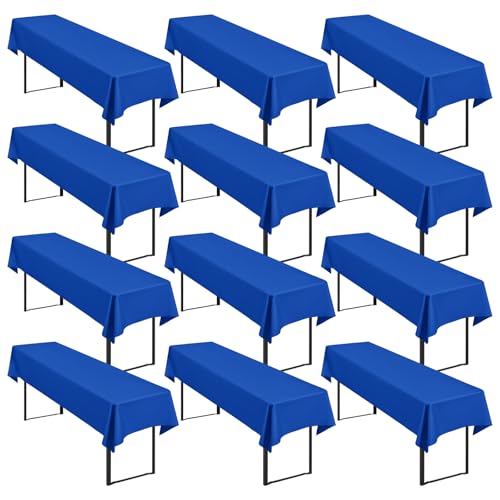 12 Stück Königsblau Biertisch Tischdecke universal für 50cm u.70cm Biertische Hussen für Biertisch, Blickdichte Polyester Biertischhussen Biertisch-Husse Rechteckige Tischdecken Waschbar-250x100cm von Showgeous
