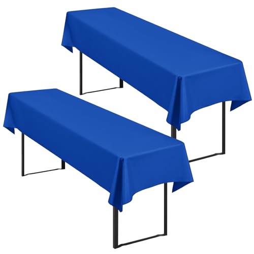 2 Stück Königsblau Biertisch Tischdecke universal für 50cm u.70cm Biertische Hussen für Biertisch, Blickdichte Polyester Biertischhussen Biertisch-Husse Rechteckige Tischdecken Waschbar-250x100cm von Showgeous