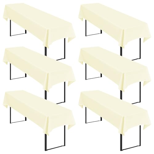 6 Stück Beige Biertisch Tischdecke universal für 50cm u.70cm Biertische Hussen für Biertisch, Blickdichte Polyester Biertischhussen Biertisch-Husse Rechteckige Tischdecken Waschbar-250x100cm von Showgeous