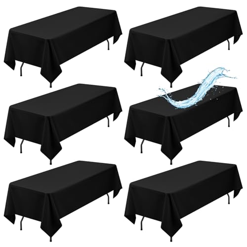 6er-Pack Schwarze rechteckige Tischdecken, 153 x 260 cm, Schwarze Tischdecken, wasserfeste Polyester-Tischdecke für Tische, Flecken- und knitterfrei, waschbare Stoff-Tischdecke für Party, Hochzeit 6er-Pack Schwarze rechteckige Tischdecken, 153 x 260 cm, Schwarze Tischdecken, wasserfeste Polyester-Tischdecke für Tische, Flecken- und knitterfrei, waschbare Stoff-Tischdecke für Party, Hochzeit von Showgeous