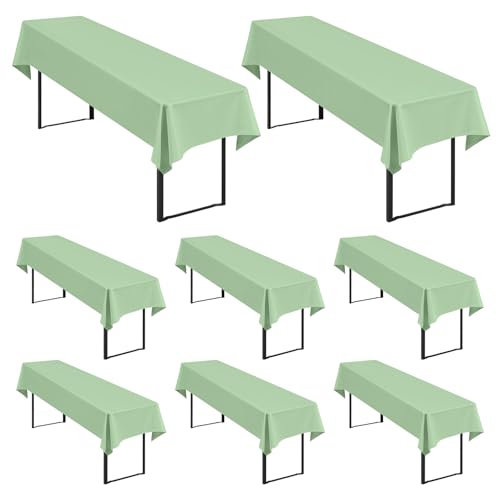 8 Stück Salbeigrün Biertisch Tischdecke universal für 50cm u.70cm Biertische Hussen für Biertisch, Blickdichte Polyester Biertischhussen Biertisch-Husse Rechteckige Tischdecken Waschbar-250x100cm von Showgeous