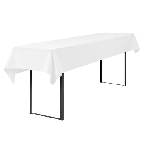 Showgeous 1 Stück Biertisch Tischdecke universal für 50cm u.70cm Biertische Hussen für Biertisch Biertischhussen Biertisch-Husse Bierzeltgarnitur Rechteckige Tischdecken Waschbar 100x250cm(Weiß) von Showgeous