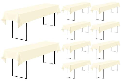 Showgeous 10 Stück Biertisch Tischdecke universal für 50cm u.70cm Biertische Hussen für Biertisch Biertischhussen Biertisch-Husse Bierzeltgarnitur Rechteckige Tischdecken Waschbar 100x250cm(Beige) von Showgeous