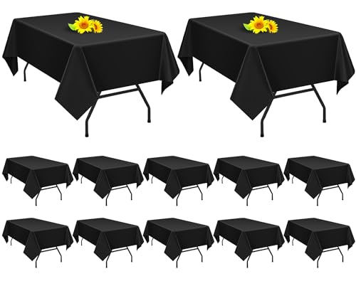 Showgeous 12 Stück Schwarze Tischdecken Einweg-Tischdecken aus Kunststoff für rechteckige Tische, 137 x 274 cm, hochwertige wasserdichte Tischdecke für Geburtstagsfeier, Hochzeit von Showgeous