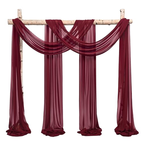 Showgeous 2 Packs Querbehang Burgund 73cmx610cm Tüll Foto Hintergrund Hochzeit Vorhang Deko Burgund Chiffon-Stoff Hochzeitsbogen Gardinen für Laube Hochzeit Torbogen Zeremonie Fotografie Party Showgeous 2 Packs Querbehang Burgund 73cmx610cm Tüll Foto Hintergrund Hochzeit Vorhang Deko Burgund Chiffon-Stoff Hochzeitsbogen Gardinen für Laube Hochzeit Torbogen Zeremonie Fotografie Party von Showgeous