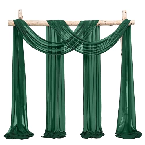 Showgeous 2 Packs Querbehang Smaragdgrün 73cmx610cm Tüll Foto Hintergrund Hochzeit Vorhang Deko Chiffon-Stoff Hochzeitsbogen Gardinen für Laube Hochzeit Torbogen Zeremonie Fotografie Party von Showgeous