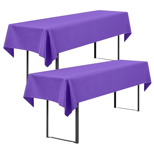 Showgeous 2 Stück Biertisch Tischdecke universal für 50cm u.70cm Biertische Hussen für Biertisch Biertischhussen Biertisch-Husse Bierzeltgarnitur Rechteckige Tischdecken Waschbar 100x250cm(Lila) von Showgeous