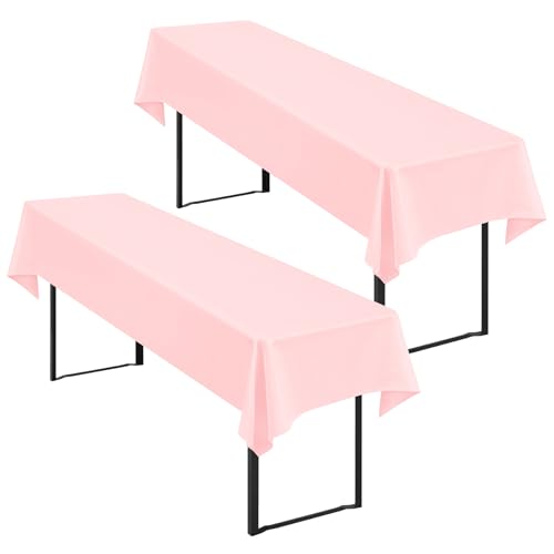 Showgeous 2 Stück Rosa Biertisch Tischdecke universal für 50cm u.70cm Biertische Hussen für Biertisch Biertischhussen Biertisch-Husse Bierzeltgarnitur Rechteckige Tischdecken Waschbar 100x250cm von Showgeous