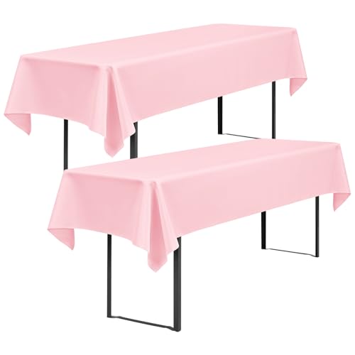 Showgeous 2 Stück Biertisch Tischdecke universal für 50cm u.70cm Biertische Hussen für Biertisch Biertischhussen Biertisch-Husse Bierzeltgarnitur Rechteckige Tischdecken Waschbar 100x250cm(Rosa) von Showgeous