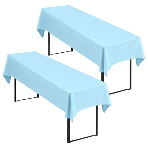 Showgeous 2 Stück Hellblau Biertisch Tischdecke universal für 50cm u.70cm Biertische Hussen für Biertisch Biertischhussen Biertisch-Husse Bierzeltgarnitur Rechteckige Tischdecken Waschbar 100x250cm von Showgeous