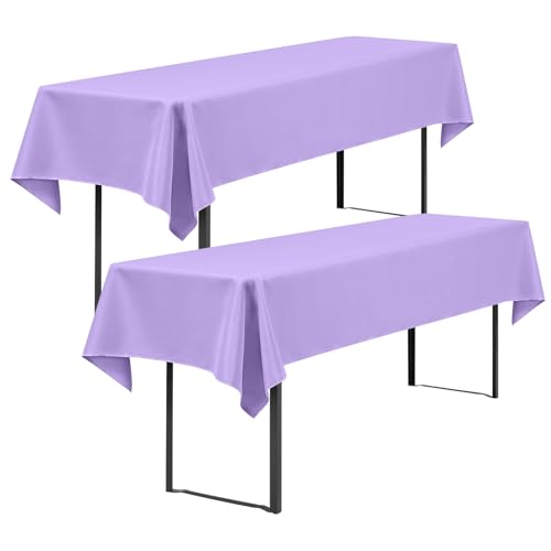 Showgeous 2 Stück Biertisch Tischdecke universal für 50cm u.70cm Biertische Hussen für Biertisch Biertischhussen Biertisch-Husse Bierzeltgarnitur Rechteckige Tischdecken Waschbar 100x250cm(Lavendel) von Showgeous