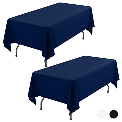 Showgeous 2 Stück Tischdecke Navy Blau Tischdecken 153×260cm Rechteckige Tischdecke aus Polyestergewebe Waschbare Tischdecke Tischtuch für Hochzeit Restaurant Buffetpartys und Camping von Showgeous