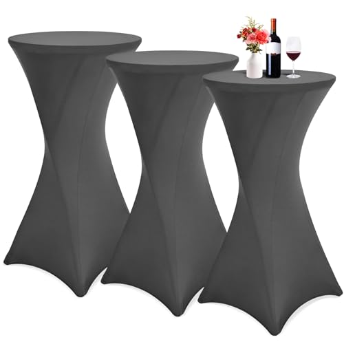 Showgeous 3er-Set Stretch Stehtisch Husse für Bistrotisch Ø 60-65 cm,Hussen Stehtische Dunkelgrau 60 cm,Verstärkung im Fußbereich,Stretchhusse Dunkelgrau Hussen für Stehtische und Bistrotische Showgeous 3er-Set Stretch Stehtisch Husse für Bistrotisch Ø 60-65 cm,Hussen Stehtische Dunkelgrau 60 cm,Verstärkung im Fußbereich,Stretchhusse Dunkelgrau Hussen für Stehtische und Bistrotische von Showgeous