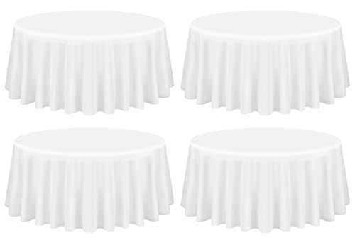 Showgeous 4 Stück Weiß Runde Tischdecken 305cm Polyester Tischdecke Outdoor Rund Waschbare Tischtuch für Hochzeit Bankett Restaurant Buffet Parteien Garten von Showgeous