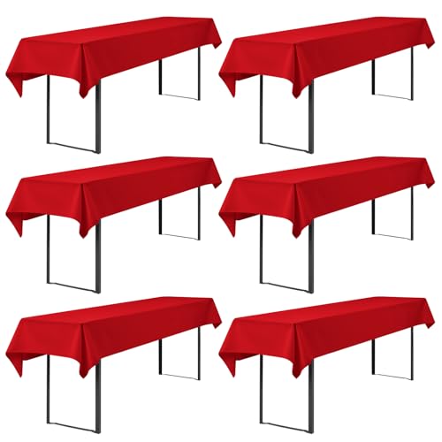 Showgeous 6 Stück Biertisch Tischdecke universal für 50cm u.70cm Biertische Hussen für Biertisch Biertischhussen Biertisch-Husse Bierzeltgarnitur Rechteckige Tischdecken Waschbar 100x250cm(Rot) von Showgeous