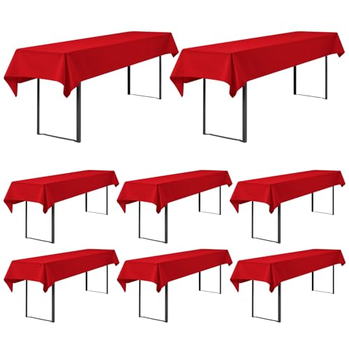 Showgeous 8 Stück Biertisch Tischdecke universal für 50cm u.70cm Biertische Hussen für Biertisch Biertischhussen Biertisch-Husse Bierzeltgarnitur Rechteckige Tischdecken Waschbar 100x250cm(Rot) von Showgeous