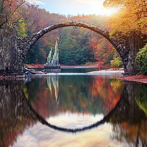 Showker 5D Diamant Painting BilderBergwaldbrücke, DIY Diamond Painting Bilder Zubehör Runde Diamond Kreuzstich Stickerei Dekoration Schlafzimmer Büro Home Wandbild 35x35cm von dutis