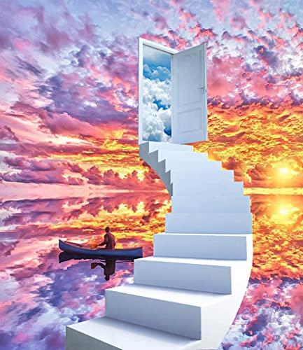 Showker 5D Diamant Painting BilderLeiter Sonnenuntergang, DIY Diamond Painting Bilder Zubehör Runde Diamond Kreuzstich Stickerei Dekoration Schlafzimmer Büro Home Wandbild 30x40cm von Showker