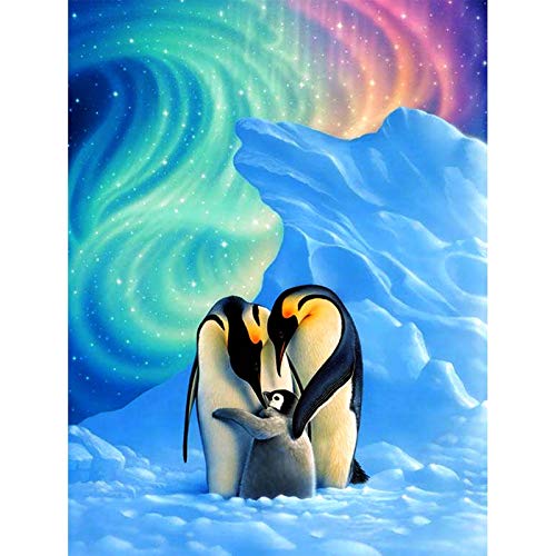 Showker 5D Diamant Painting BilderPinguin Antarktis Tiere, DIY Diamond Painting Bilder Zubehör Runde Diamond Kreuzstich Stickerei Dekoration Schlafzimmer Büro Home Wandbild 30x40cm von Showker