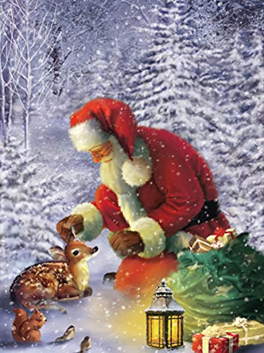 Showker 5D Diamant Painting Kit Hirsch Weihnachtsmann - DIY Diamond Painting Bilder Runde Zubehör für Runde Diamond Kreuzstich Stickerei - Dekorative Kunst für Büro und Zuhause 30x40cm von Showker