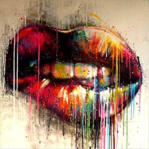 Showker 5D Diamant Painting Kit Lippen Mund - DIY Diamond Painting Bilder Runde Zubehör für Runde Diamond Kreuzstich Stickerei - Dekorative Kunst für Büro und Zuhause 35x35cm Showker 5D Diamant Painting Kit Lippen Mund - DIY Diamond Painting Bilder Runde Zubehör für Runde Diamond Kreuzstich Stickerei - Dekorative Kunst für Büro und Zuhause 35x35cm von SYNYEY