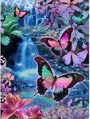 Showker 5D Diamant Painting Kit Schmetterling - DIY Diamond Painting Feder Bilder Runde Zubehör für Runde Diamond Kreuzstich Stickerei - Dekorative Kunst für Büro und Zuhause 30x40 cm von VORAGA