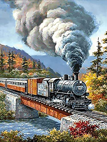 Showker 5D Diamant Painting Kit Zuglandschaft - DIY Diamond Painting Bilder Runde Zubehör für Runde Diamond Kreuzstich Stickerei - Dekorative Kunst für Büro und Zuhause 30x40cm von binoa