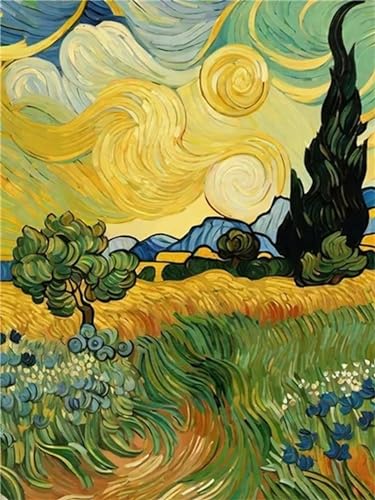 5D Diamond Painting Van Gogh Dorf Diamant Painting Bilder, DIY Crystal Strass Stickerei Diamond Painting Erwachsene/Kinder, Voll Rond Diamond Painting Zubehör Set für Home Wand Décor 40x30cm S-1580 von Shozhoo