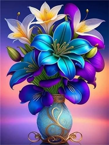 Diamond Painting, 5D Diamant Painting Bilder Kinder, 30x20cm DIY Vollbohrer Malen Nach Zahlen Basteln Erwachsene Diamond Painting Set, Diamond Art Painting für Home Wall Dekoration Lilie Blume S-190 von Shozhoo