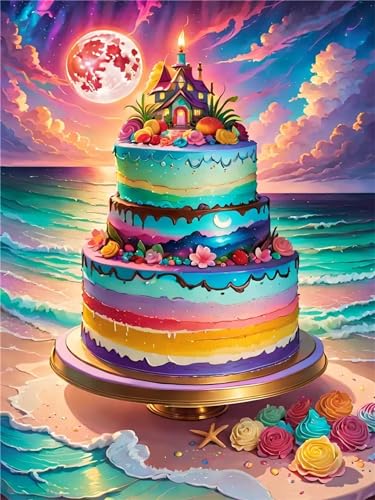 Diamond Painting, 5D Diamant Painting Bilder Kinder, 80x60cm Vollbohrer Malen Nach Zahlen Basteln Erwachsene Diamond Painting Set, Diamond Art Painting für Home Wall Dekoration Regenbogen-Kuchen S-421 Diamond Painting, 5D Diamant Painting Bilder Kinder, 80x60cm Vollbohrer Malen Nach Zahlen Basteln Erwachsene Diamond Painting Set, Diamond Art Painting für Home Wall Dekoration Regenbogen-Kuchen S-421 von Shozhoo