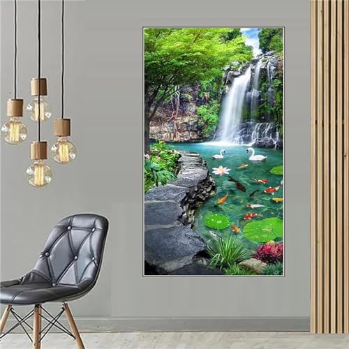 Wasserfall Diamond Painting Set, DIY 5D Diamant Painting Bilder Erwachsene Stickerei Landschaft Diamond Art Painting Malen Nach Zahlen Full Diamant Malerei Gem Crystal Art Deko 71xx40cm Z-10368 von Shozhoo