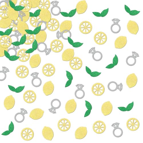 ShuanQ 120 Stück Zitronen- und Ring-Konfetti, Brautparty-Dekorationen, She Found Her Main Squeez Limonade, Junggesellinnenabschied, Verlobung, Hochzeit, Partyzubehör ShuanQ 120 Stück Zitronen- und Ring-Konfetti, Brautparty-Dekorationen, She Found Her Main Squeez Limonade, Junggesellinnenabschied, Verlobung, Hochzeit, Partyzubehör von ShuanQ