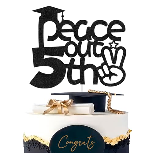 ShuanQ Peace Out 5th Cake Topper – 5. Klasse Party Dekoration für Jungen Mädchen – Grundschule Abschluss Party Supplies – Congrats Class of 2024 Grad Kuchendekoration ShuanQ Peace Out 5th Cake Topper – 5. Klasse Party Dekoration für Jungen Mädchen – Grundschule Abschluss Party Supplies – Congrats Class of 2024 Grad Kuchendekoration von ShuanQ