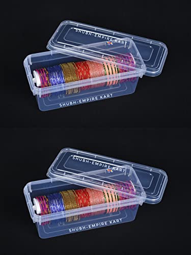 Shubh Empire Kart One Rod Armreif-Box für Damen, Boxen zur Aufbewahrung, Kunststoff, große Größe, Schmuckschatulle für Reisen, Braut, tragbarer Chudi-Organizer für Reisen, transparenter Organizer, 2 von Shubh Empire Kart