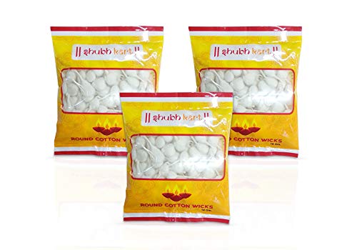 Shubhkart Puja-Dochte, rund, Baumwolle, 14 g, 3 Stück von Shubhkart