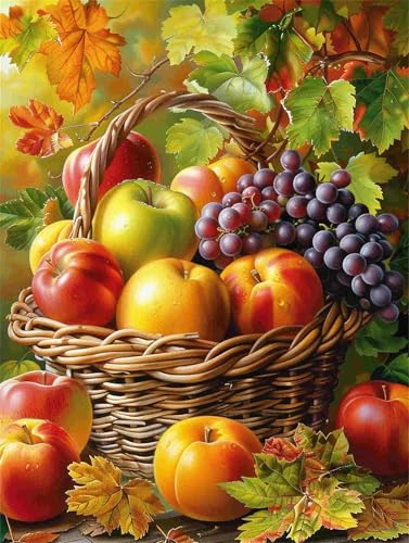 Diamond Painting 60 x 80 cm Obst Diamant Painting Bilder Erwachsene Traube Diamond Art DIY Vollbohrer Eckige Steine, Diamant Malerei Stickerei Kreuzstich Set für Wanddeko, Geschenke für Frauen F-98 von Shueayin
