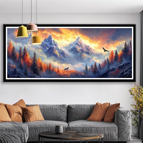 Diamond Painting Berg Diamond Painting Erwachsene Groß XXL 175x70 cm Diamant Malerei Bilder Landschaft DIY Rund Steine Stickerei Kreuzstich Basteln Erwachsene für Deko Wohnzimmer Geschenke S0-743 von Shueayin