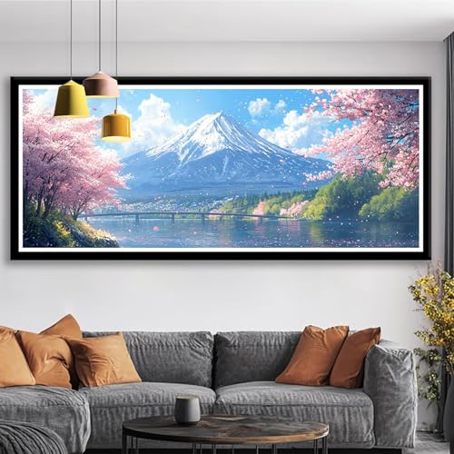 Diamond Painting Berg Diamond Painting Erwachsene Groß XXL 225x90 cm Diamant Malerei Bilder Landschaft DIY Rund Steine Stickerei Kreuzstich Basteln Erwachsene für Deko Wohnzimmer Geschenke S0-437 von Shueayin