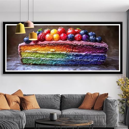 Diamond Painting Farbe Diamond Painting Erwachsene Groß XXL 75x30 cm Diamant Malerei Bilder Kuchen DIY 5D Rund Steine Stickerei Kreuzstich Basteln Erwachsene für Deko Wohnzimmer, Geschenke S0-455 von Shueayin