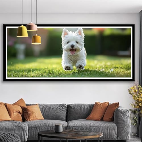 Diamond Painting Hund Diamond Painting Erwachsene Groß XXL 150x60 cm Diamant Malerei Bilder Tier 5D Rund Steine Stickerei Kreuzstich Basteln Erwachsene für Deko Wohnzimmer, Geschenke für Frauen S0-611 von Shueayin