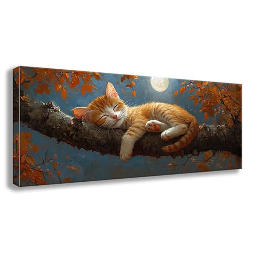 Diamond Painting Katze Diamond Painting Erwachsene Groß XXL 50x20 cm Diamant Malerei Bilder Mond 5D Rund Steine Stickerei Kreuzstich Basteln Erwachsene für Deko Wohnzimmer, Geschenke für Frauen S0-463 von Shueayin
