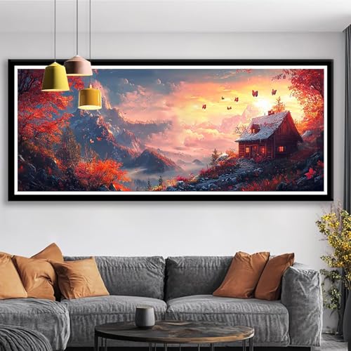 Diamond Painting Landschaft Diamond Painting Erwachsene Groß XXL 200x80 cm Diamant Malerei Bilder Berg DIY Rund Steine Stickerei Kreuzstich Basteln Erwachsene für Deko Wohnzimmer Geschenke S0-617 von Shueayin