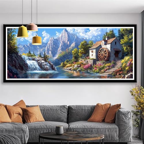 Diamond Painting Landschaft Diamond Painting Erwachsene Groß XXL 200x80 cm Diamant Malerei Bilder Wasserfall DIY 5D Rund Steine Stickerei Kreuzstich Basteln Erwachsene für Deko Wohnzimmer S0-593 von Shueayin