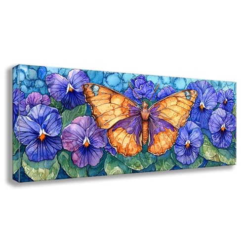 Diamond Painting Schmetterling Diamond Painting Erwachsene Groß XXL 50x20 cm Diamant Malerei Bilder Blume DIY Rund Steine Stickerei Kreuzstich Basteln Erwachsene für Deko Wohnzimmer Geschenke S0-439 von Shueayin