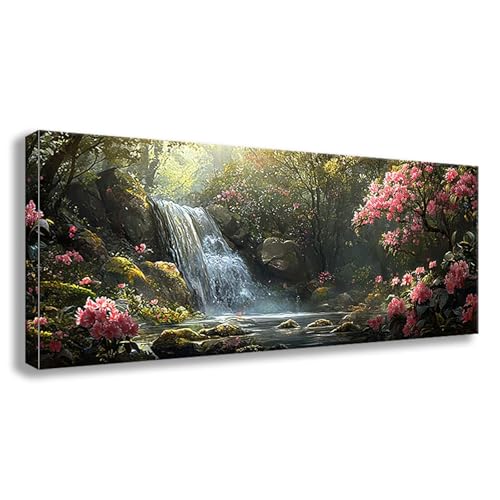 Diamond Painting Wasserfall Diamond Painting Erwachsene Groß XXL 100x40 cm Diamant Malerei Bilder Landschaft DIY 5D Rund Steine Stickerei Kreuzstich Basteln Erwachsene für Deko Wohnzimmer S0-595 von Shueayin