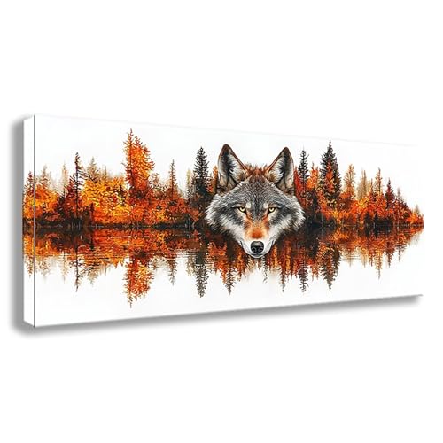 Diamond Painting Wolf Diamond Painting Erwachsene Groß XXL 100x40 cm Diamant Malerei Bilder Tier 5D Rund Steine Stickerei Kreuzstich Basteln Erwachsene für Deko Wohnzimmer, Geschenke für Frauen S0-613 von Shueayin