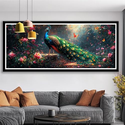 Diamond Painting XXL 100x40 cm Pfau Diamant Painting Bilder Blume Diamond Art 5D DIY Vollbohrer Diamant Malerei Basteln Mädchen 10 Jahre, Strass Stickerei Mosaikherstellung für Zimmer Deko S0-54 Diamond Painting XXL 100x40 cm Pfau Diamant Painting Bilder Blume Diamond Art 5D DIY Vollbohrer Diamant Malerei Basteln Mädchen 10 Jahre, Strass Stickerei Mosaikherstellung für Zimmer Deko S0-54 von Shueayin