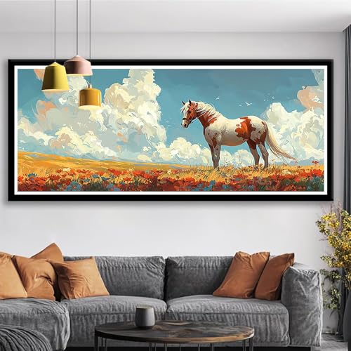 Diamond Painting XXL 125x50 cm Tier Diamant Painting Bilder Pferd Diamond Art 5D DIY Vollbohrer Diamant Malerei Basteln Mädchen 10 Jahre, Strass Stickerei Mosaikherstellung für Zimmer Deko S0-384 Diamond Painting XXL 125x50 cm Tier Diamant Painting Bilder Pferd Diamond Art 5D DIY Vollbohrer Diamant Malerei Basteln Mädchen 10 Jahre, Strass Stickerei Mosaikherstellung für Zimmer Deko S0-384 von Shueayin